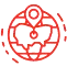 Red intricate mandala design icon.