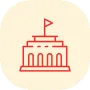 Icon of government building with flag.