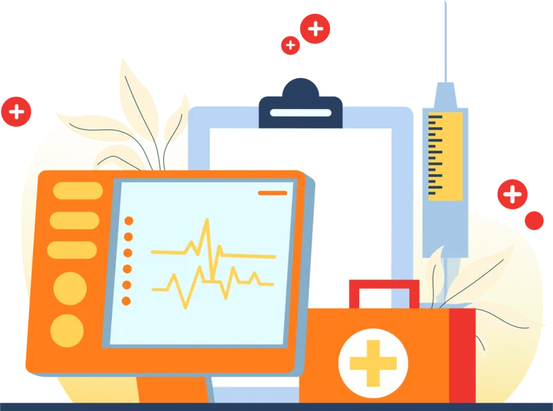 Medical equipment and healthcare illustration.