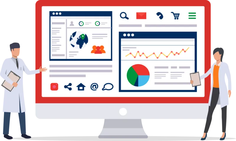 Illustration of digital analytics dashboard presentation.